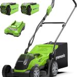 Greenworks G40LM35K2X Kabelloser Akku Rasenmäher für Flächen bis zu 400 m², 35 cm Schnittbreite, 40-Liter-Sack PLUS zwei 40 V 2Ah-Akkus und Ladegerät, 3 Jahre Garantie