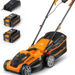 LawnMaster CLMF2434G Akku-Rasenmäher 24V Max 2x4.0Ah Batterie, 34cm, 300m² Mulchen 32L, 20-70mm 6-Stufige Schnitthöhenverstellung