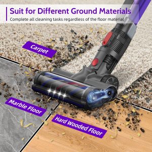 Authmic Akku Staubsauger, 25000Pa Kabellos mit Touchscreen