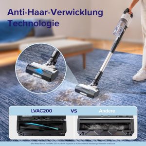Levoit Akku Staubsauger mit Tierhaardüse, Anti-Haar-Verwicklung