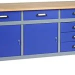 Küpper Werkbank 12177, 170x84x60 cm, 6 Schubladen, 2 Türen, 300 kg Traglast, 30 mm massive Buchenarbeitsplatte