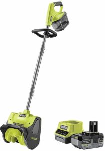 RYOBI 18 V ONE+ Akku-Schneebürste / Schneefräse RY18ST25A-140 (25cm Räumbreite, 6m Wurfweite, inkl. 1 x 4,0 Ah Akku und Ladegerät), Grün & Anthrazit