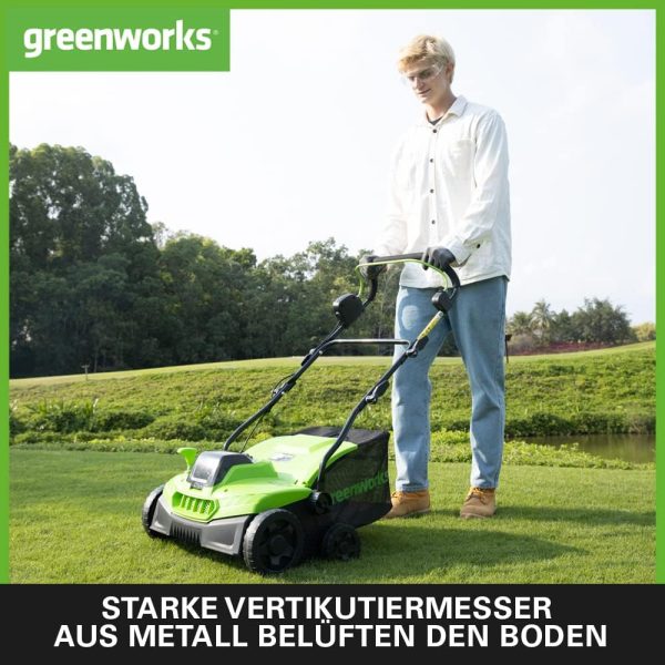 Greenworks GD40SC36 Akku Vertikutierer und Rasenharke