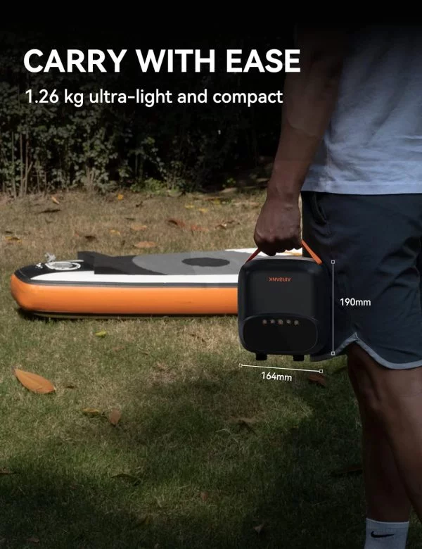 AIRBANK Mini Elektrische Luftpumpe SUP Pumpe mit Akku Der Puffer Pro