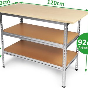 Ondis24 Werkbank Uwe 120cm Metallregal und Werktisch