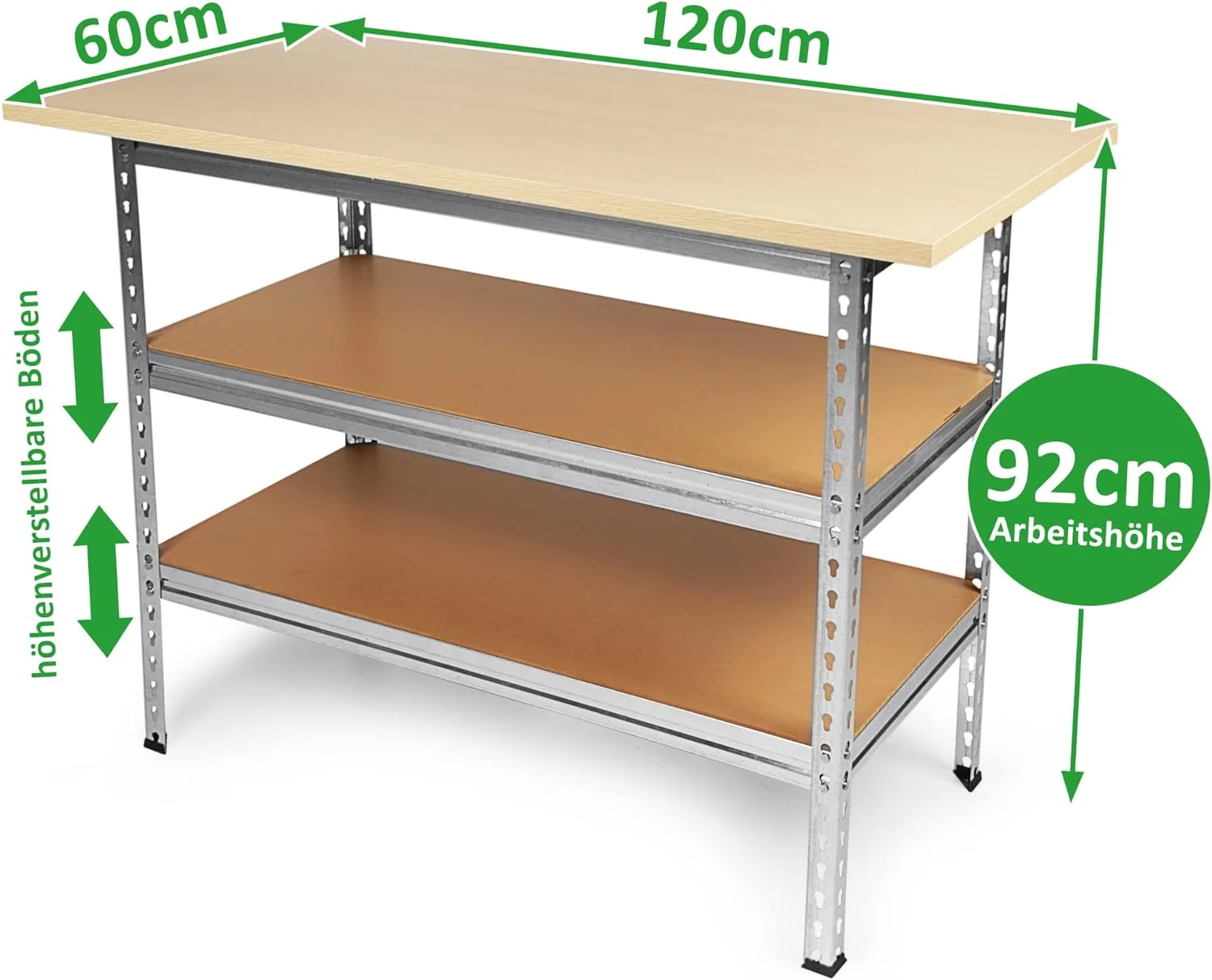 Ondis24 Werkbank Uwe 120cm Metallregal und Werktisch