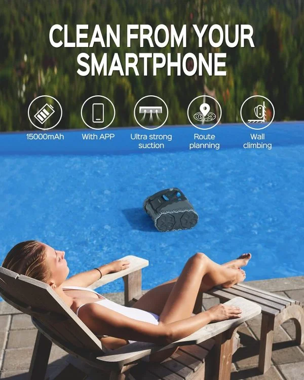 WYBOT Poolroboter Akku mit App-Einstellungen, Hält 180Mins