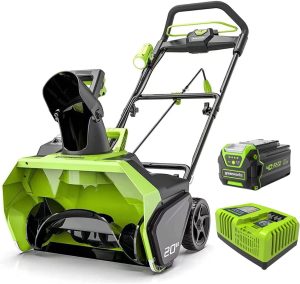 Greenworks Tools 40 V 51 cm kabellose elektrische Schneefräse, 20 cm Schneeräumtiefe 5,5 m Wurfweite, mit 5 Ah Akku und 4 A Schnellladegerät