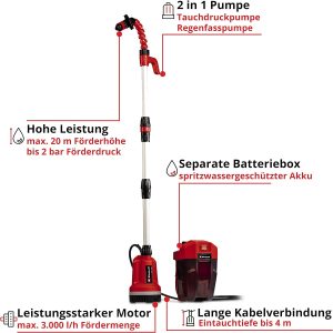 Einhell Akku-Tauchdruck/Regenfasspumpe GE-PP 18 RB