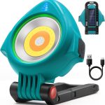 SYLSTAR Arbeitsleuchte Akku mit Solar, Superheller 750LM LED Strahler COB Werkstatattlampe Wiederaufladbare und Taschenlampe, 7 Lichtmodi&Powerbank, Inspektionsleuchten mit Magnetfuß und Haken [Energieklasse F]