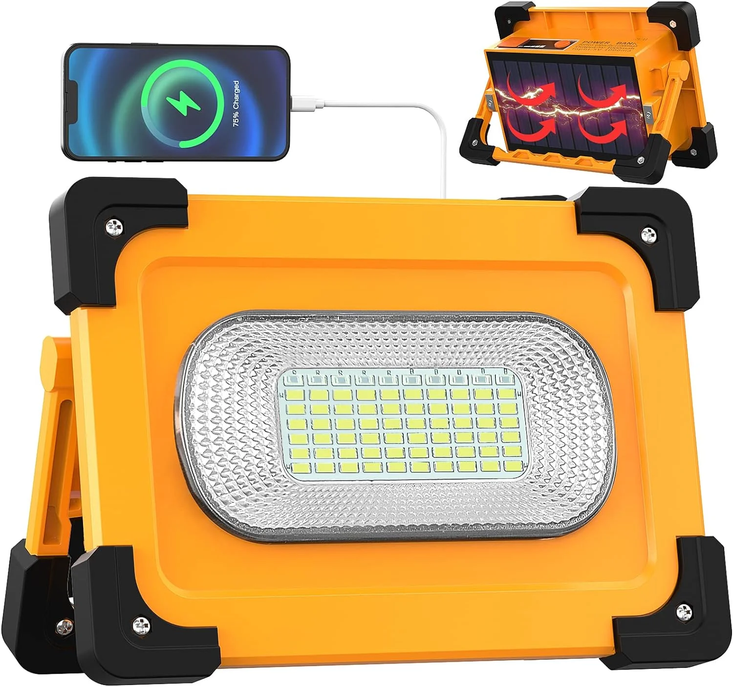 80W LED Baustrahler Akku Solar Arbeitsleuchte Tragbare