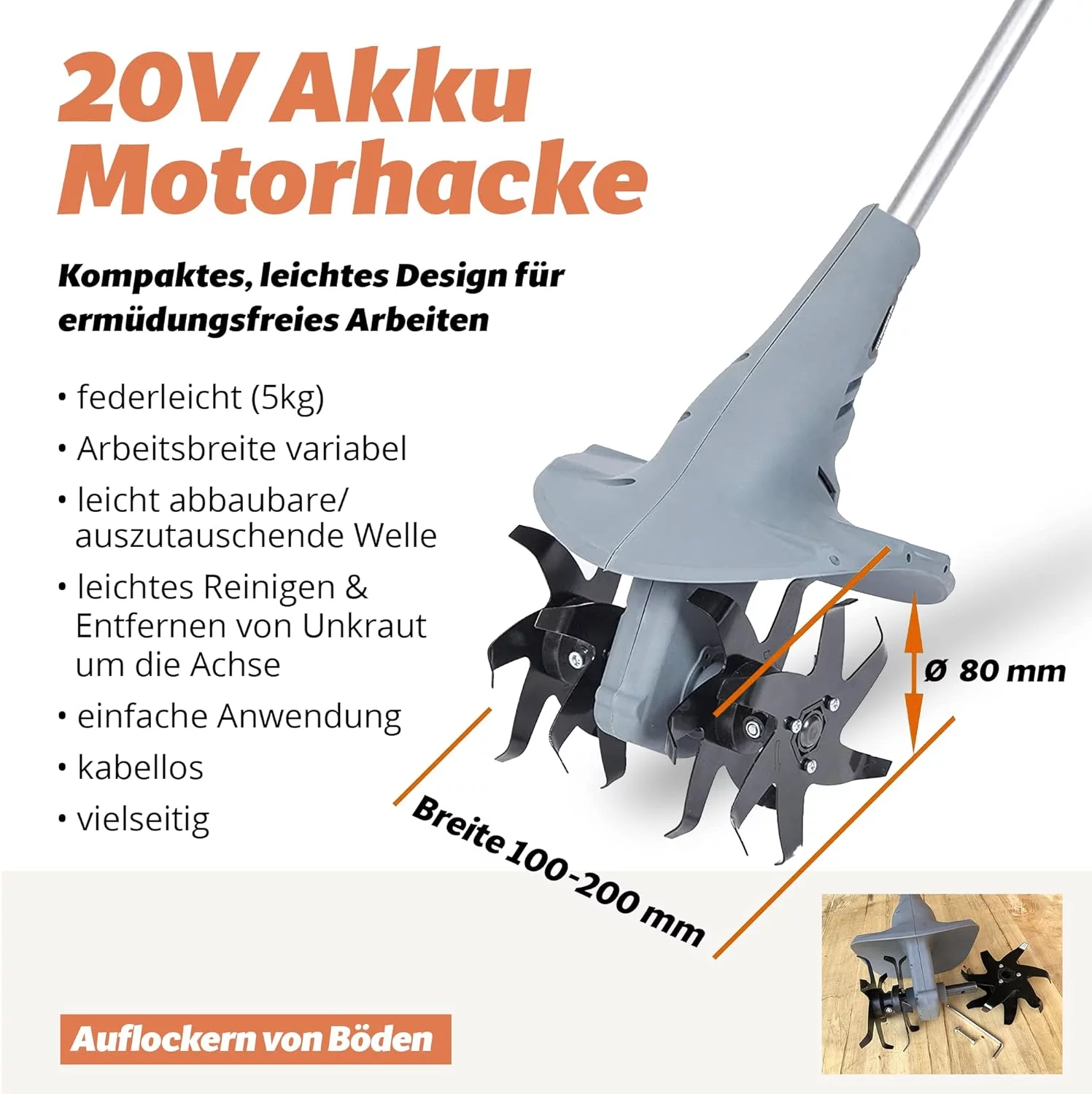 FANZTOOL 20V Motorhacke 2,5Ah Li-Ion-Akku