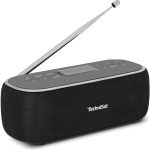 TechniSat VIOLA BT 1 - tragbarer Bluetooth-Lautsprecher mit DAB+ Digitalradio (UKW, DAB, Uhr, Wecktimer, Favoritenspeicher, LCD, Freisprechfunktion, AUX-in, Akku, USB-C ladekabel, 6W) schwarz/grau