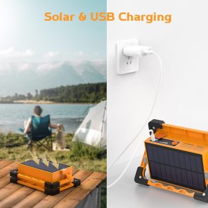 80W LED Baustrahler Akku Solar Arbeitsleuchte Tragbare