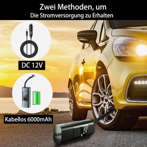 Tragbarer Luftkompressor Mini Reifenpumpe 12V 6000mAh