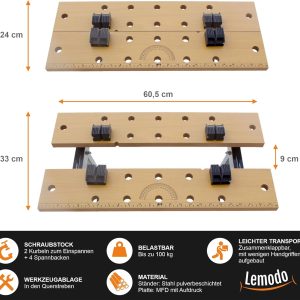 LEMODO Werkbank klappbar als Schraubstock mit Spannbacken
