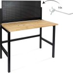 rikta Klappbare Werkbank | Klappbarer Werktisch | Freistehend | ca. 121,5 x 64,6 x 142,0 cm (BxTxH) | Belastbarkeit 150 kg | FSC Holz-Arbeitsplatte