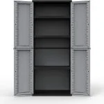 Kreher Kunststoffschränke | Aufbewahrungsschrank in neutraler Optik. Mit höhenverstellbaren Böden und abschließbaren Türen in 3 verschiedenen Modelle (Schrank mit 3 Böden)