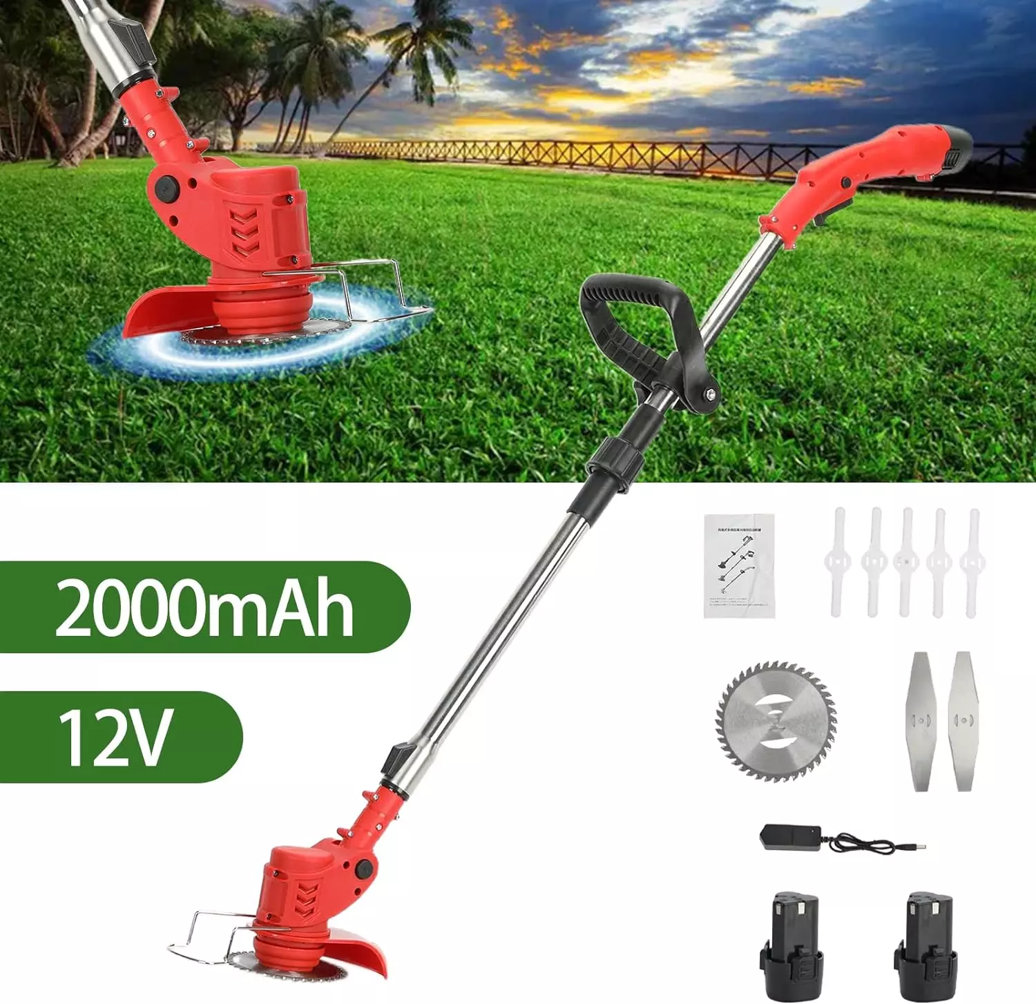 SHINROAD Akku-Rasentrimmer und Kantenschneider Powershare