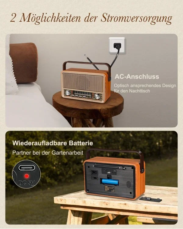 PRUNUS J-120 AM/FM/SW Retro Radio Klein