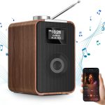 Wholede DAB Plus Radio mit Bluetooth, DAB Radio mit 2000mAh Akku, DAB+/FM Radio Retro Holz Digitalradio Radiowecker mit Zweifacher Alarm und USB/AUX/TF Hafen