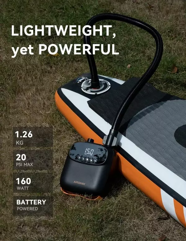 AIRBANK Mini Elektrische Luftpumpe SUP Pumpe mit Akku Der Puffer Pro