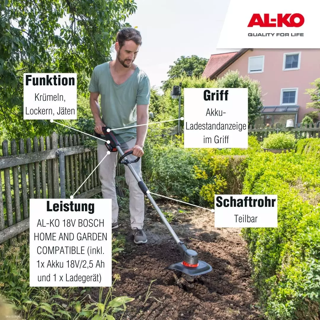 AL-KO Akku-Bodenhacke TL 1820, 18 V Li-Ion Akku