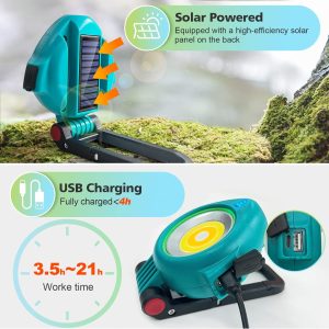 SYLSTAR Arbeitsleuchte Akku mit Solar 750LM LED
