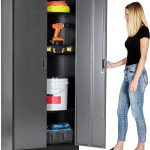 Fedmax Werkzeug- und Aktenschrank aus Metall 180x80x40 cm - Abschließbarer Schrank für Büro, Werkstatt, Garage - Belastbar bis 80 kg - Schwarz/Grau