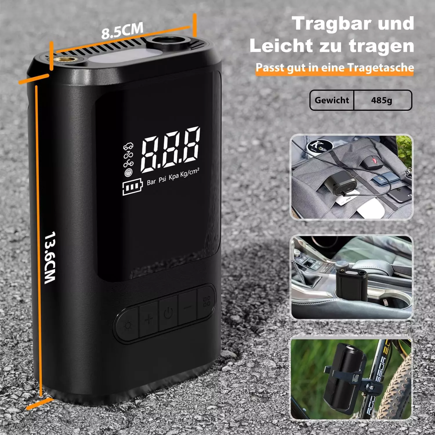 ZORUMAN 6000mAh Mini Tragbare Elektronische Luftpumpe, 150PSI