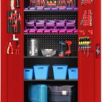 Jan Nowak Werkzeugschrank TC01A Werkstattschrank Garagenschrank Universalschrank Lagerschrank Pulverbeschichtet Flügeltüren Stahlblech 185 cm x 92 cm x 50 cm (anthrazit/rot)