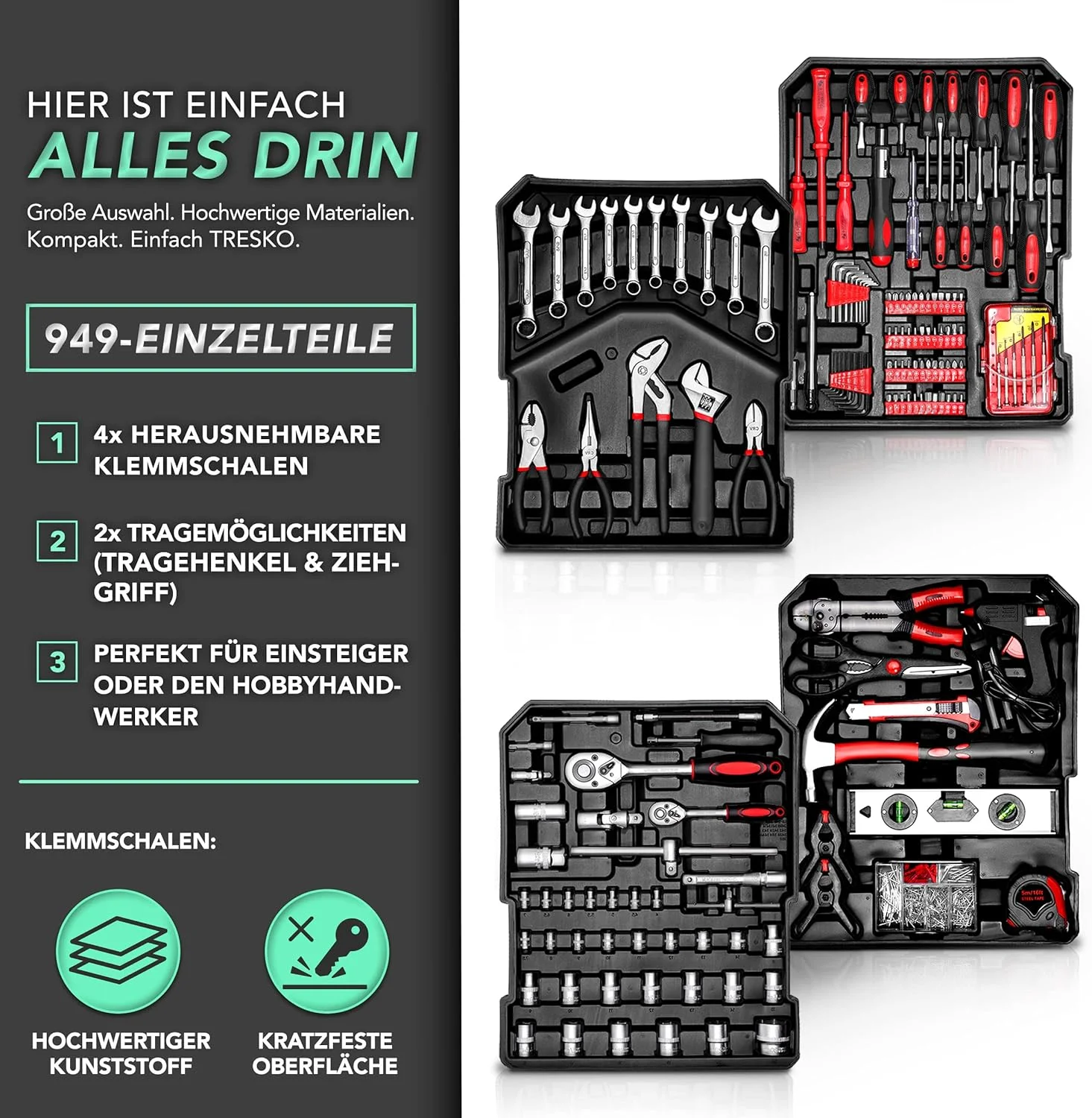 TRESKO® Werkzeugkoffer 949 teilig