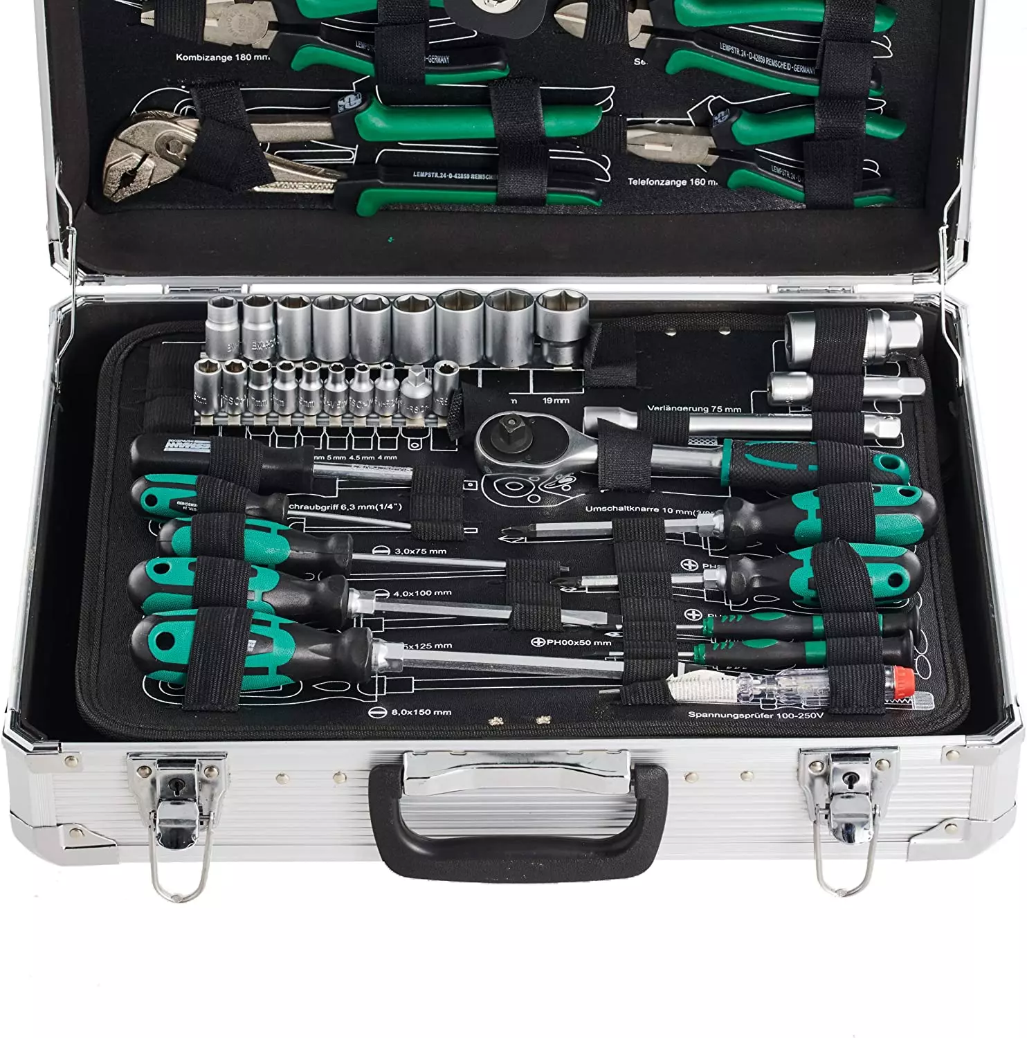 Brüder Mannesmann M29075 Alu-Werkzeugkoffer bestückt