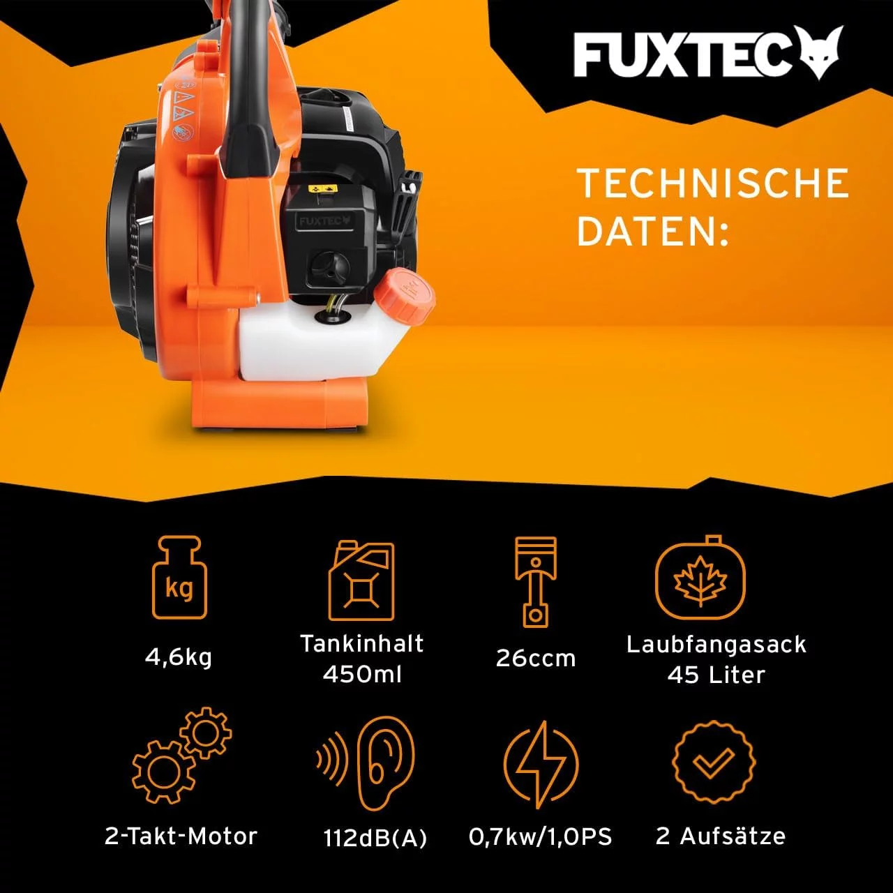 FUXTEC Benzin Laubsauger 4in1 FX-LBS126 2-Takt Laubbläser