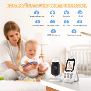 Babyphone mit Kamera Tragbares Vox-Funktion Temperatursensor