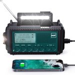 Kurbelradio DAB+/DAB/UKW mit 5000mAh Akku Wiederaufladbare, Notfallradio mit Taschenlampe & Leselicht, Tragbare Camping Radio mit USB Handyladefunktion FM Dynamo, SOS-Alarm für Wandern, Outdoor