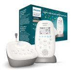 Philips Avent Audio Babyphone, DECT-Technologie, Eco-Mode, Sternenhimmel, Gegensprechfunktion, Schlaf- und Nachtlieder, 18 Std. Laufzeit, maximale Reichweite, weiß (Modell SCD733/26)