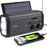 MILFECH Solar Radio, AM/FM Kurbelradio Tragbar Notfallradio mit 5000mAh Wiederaufladbare Batterie, 3 Modi LED Taschenlampe, LED Leselampe, SOS Alarm und Handkurbel Dynamo für Camping, Reisen (Schwarz)