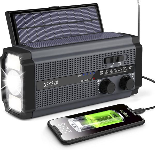 MILFECH Solar Radio, AM/FM Kurbelradio Tragbar