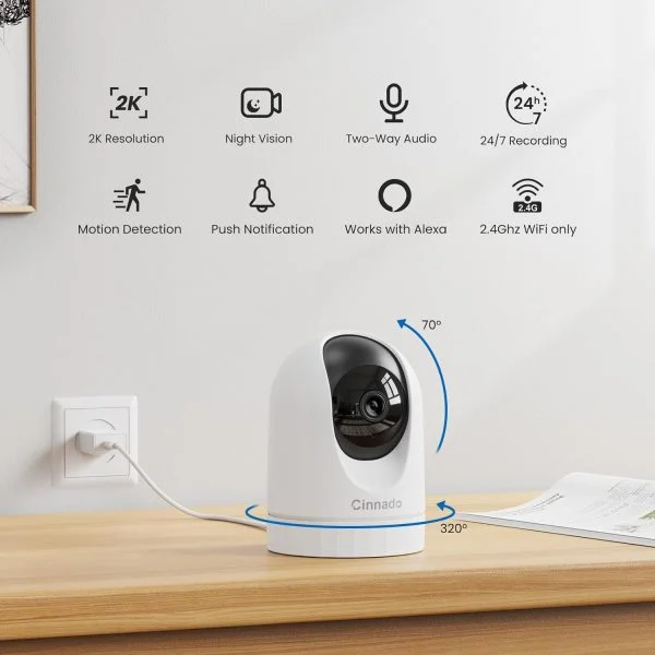 Cinnado Überwachungskamera Innen - 2K 3MP Babyphone mit Kamera