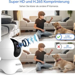 Assark 2.5K Überwachungskamera Innen 360 Grad Pan/Tilt 2.4G