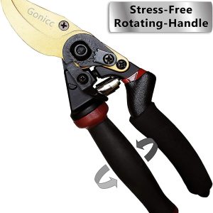 Gonicc Gartenschere mit Rollgriff Titan beschichtete