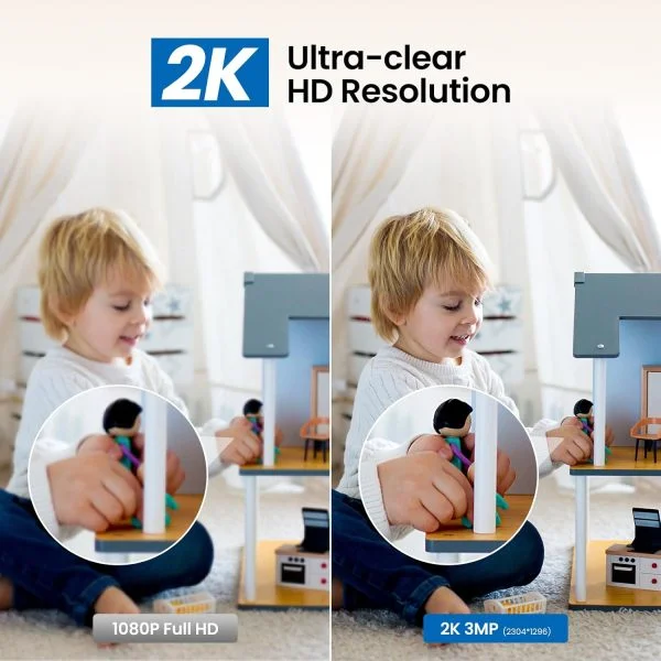 Cinnado Überwachungskamera Innen - 2K 3MP Babyphone mit Kamera