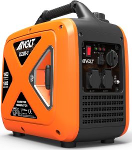 AIVOLT Inverter Stromerzeuger 1900 Watt Stromgenerator Notstromaggregat Benzin leise Stromaggregat für Campen, Festivals, Boote, Baustellen, mit 2 USB und two 230 V Steckdosen Schwarz-gelb