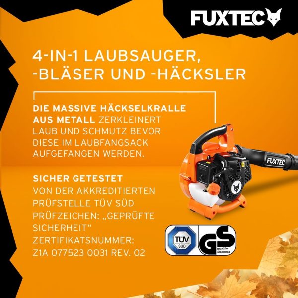 FUXTEC Benzin Laubsauger 4in1 FX-LBS126 2-Takt Laubbläser
