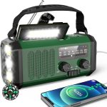 10000mAh Kurbelradio, BIAOQINBO AM/FM Solar Radio 3 Lademethoden 6 in 1 Tragbares Notfallradio mit Powerbank, IPX3 Wasserdicht, SOS, Taschenlampe für Camping, Outdoor, Notfall