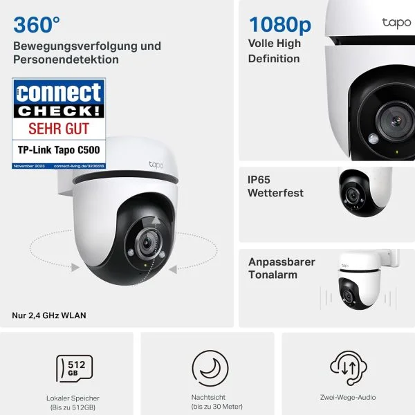 TP-Link Tapo C500 WLAN-Überwachungskamera für den Außenbereich