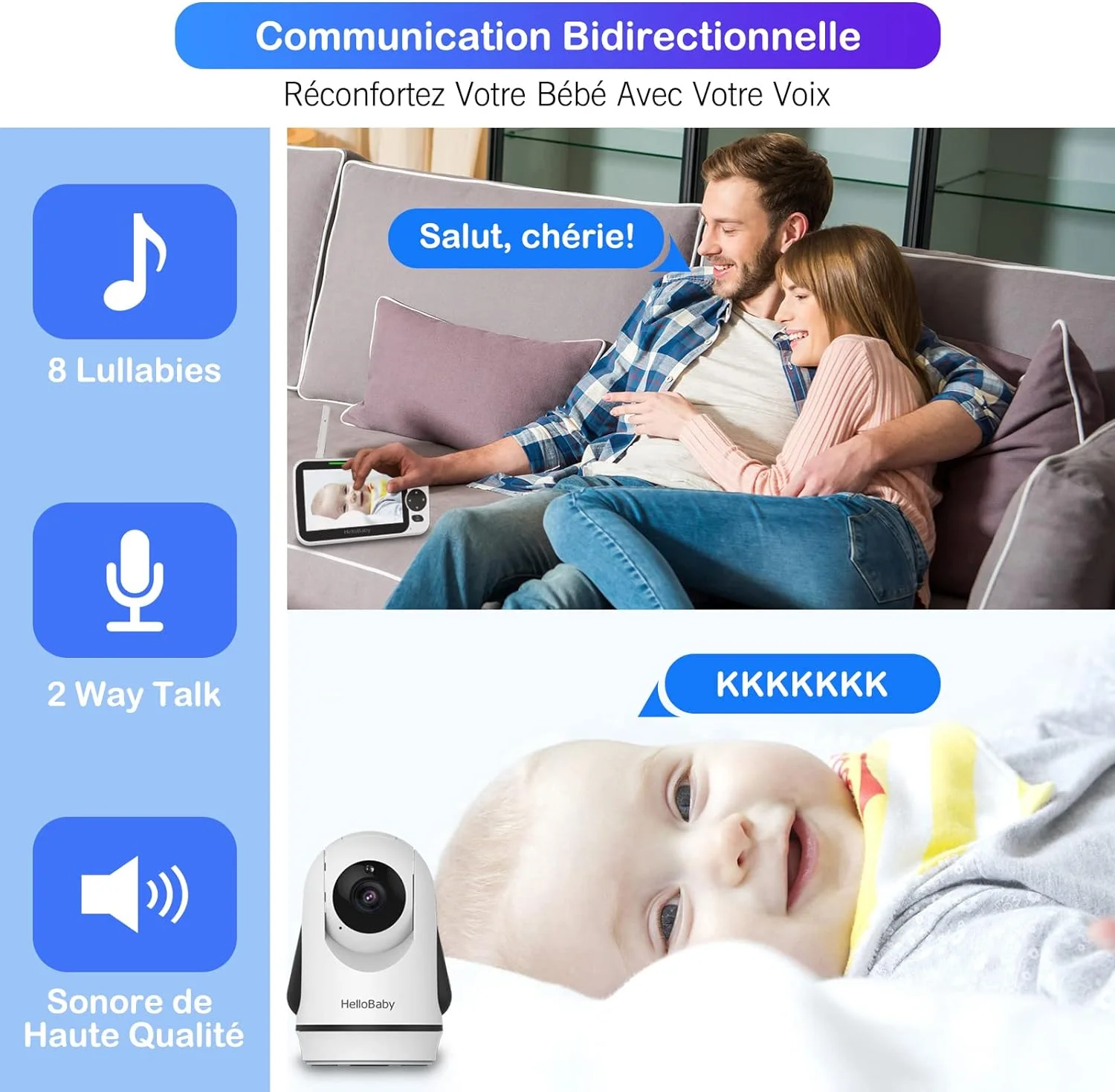 HelloBaby 5 Zoll Babyphone Kamera