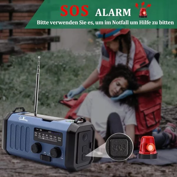 Tragbares Solarradio,Dynamo Kurbel Notfallradio 10000mAh