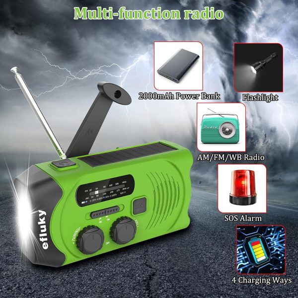 Efluky Solar Radio AM/FM Kurbelradio Tragbar USB